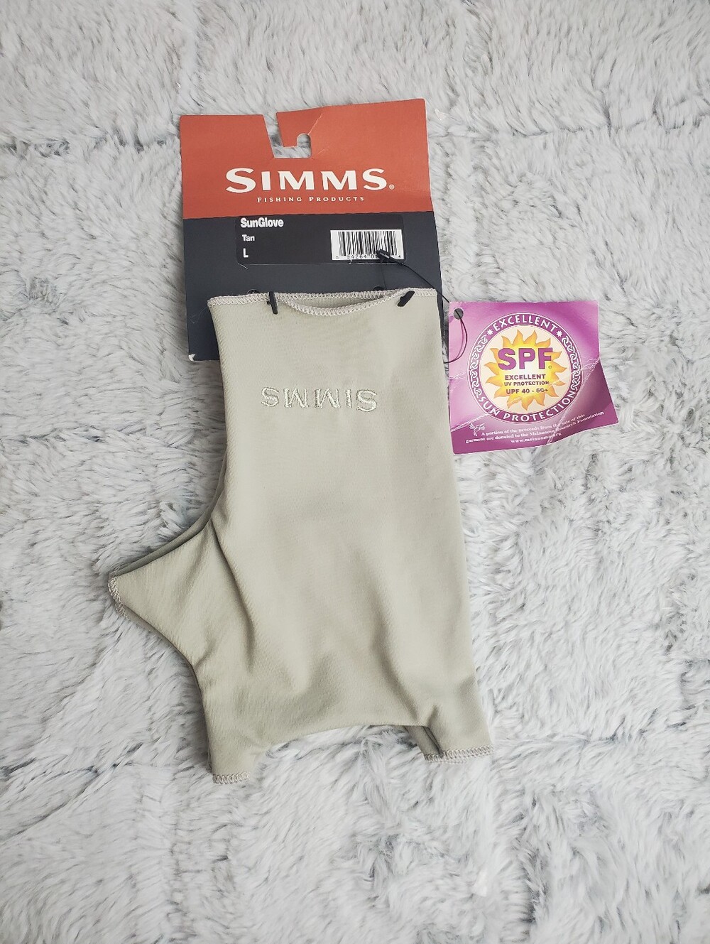 Simms SunGlove Fishing Gloves Tan Size L NWT Discontinued Open Palm Retro Style